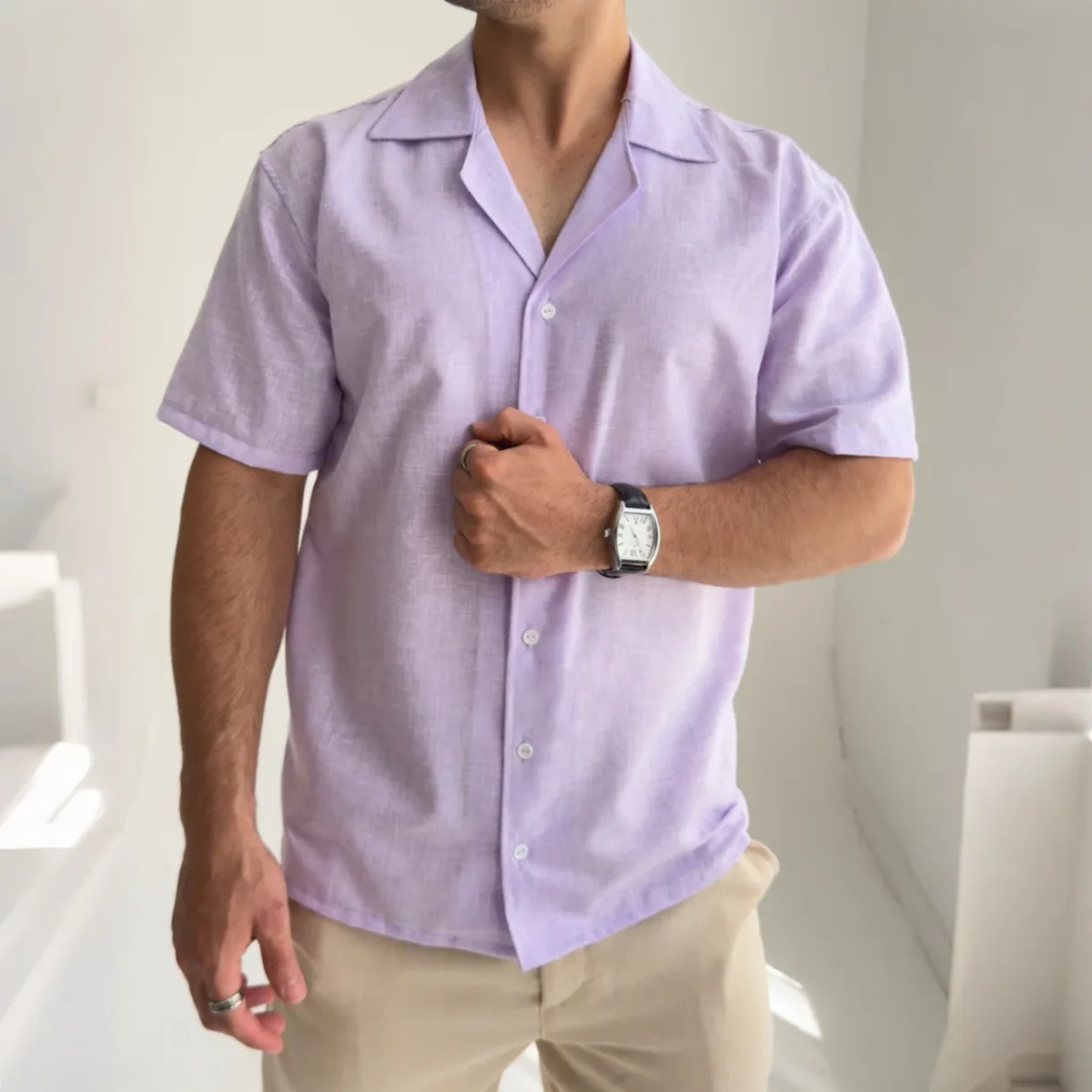 Camisa Lino New Italian Collection Lila